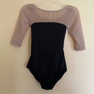 Natalie Dancewear Black and Nude Mesh Leotard Small